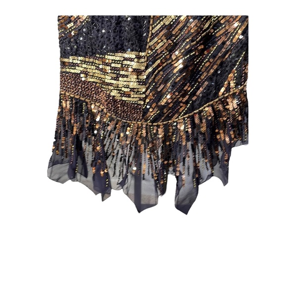 MANDALAY woman’s  gold black amber beaded dress, size 6, Never worn - Picture 8 of 12